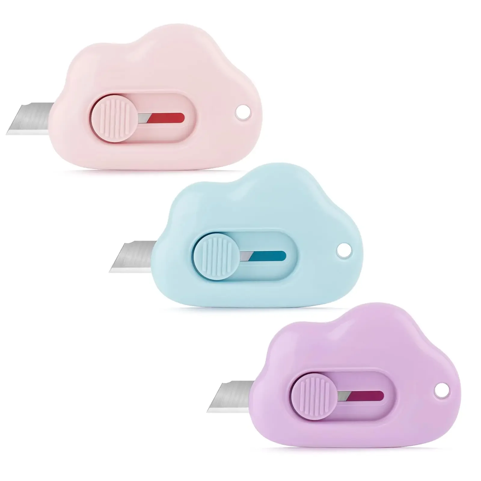 Abridor de Cartas Retrátil Mini, Cortador de Papel com Design de Nuvem Fofo para Envelope, Pacote, Caixa DIY, Ferramenta de Chaveiro para Crianças