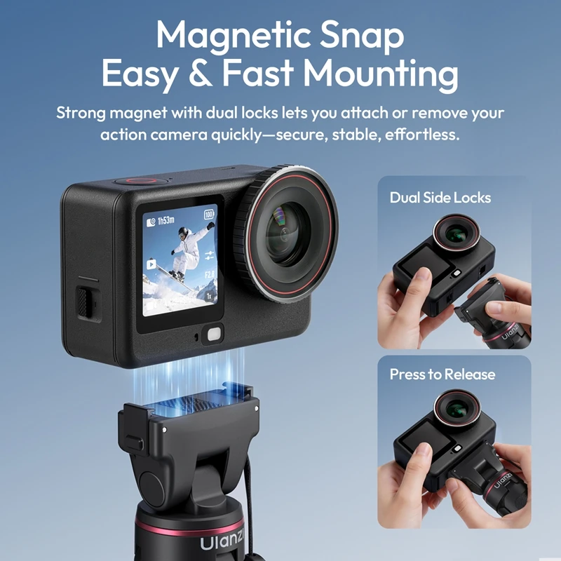 Ulanzi MT99 Mini Tripod for Action 6 / Nano Cameras 2-in-1 Handheld Selfie Stick Tripod Mode Outdoor Livestreaming Vlog Travel