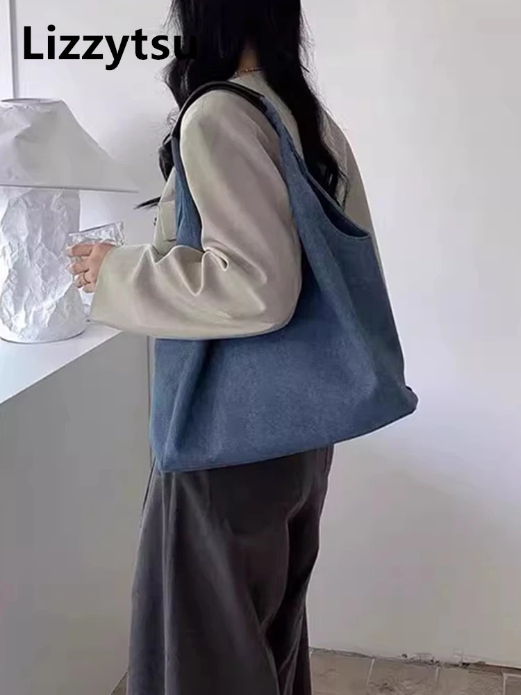 

Lizzytsu Casual Design Denim Shoulder Bags Vintage Large Capacity Korean Underarm Bag Women Easymatch Streetwear Crossbody Bag