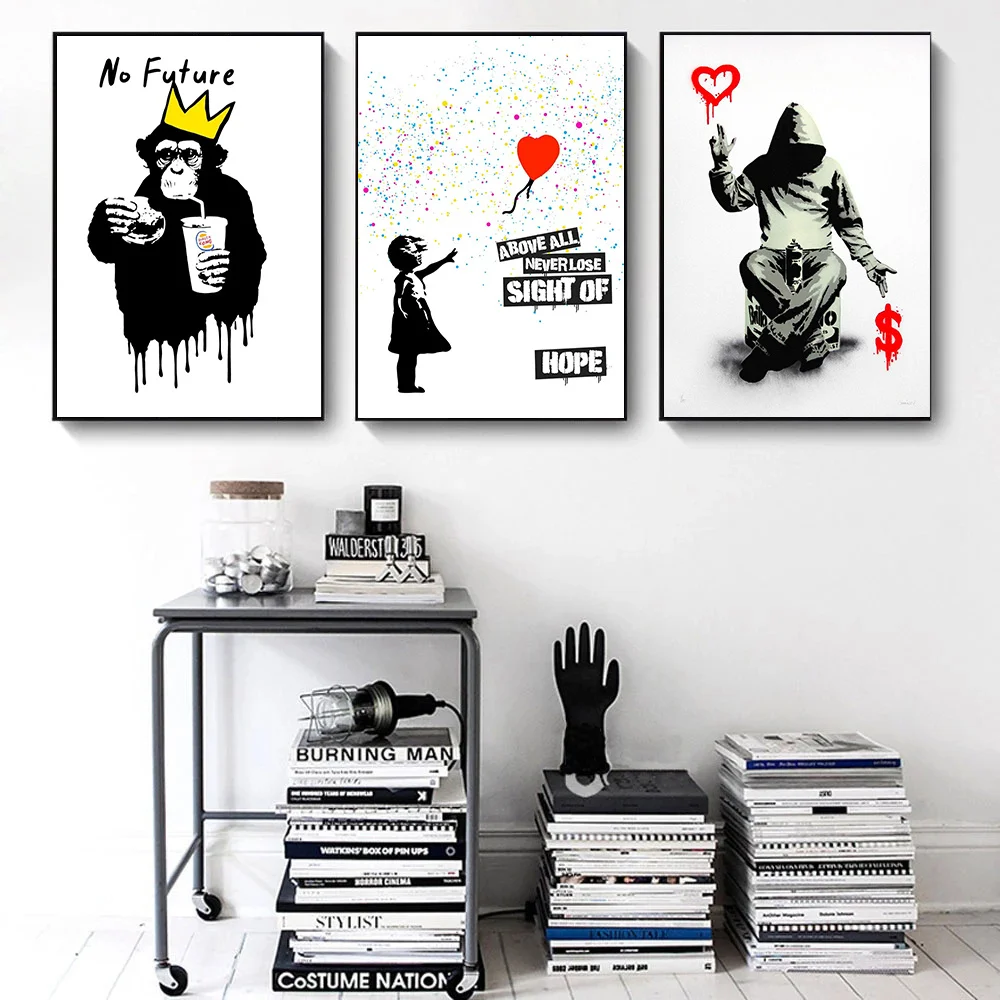 Banksy Modern Graffiti Art Posters and Prints Abstract Art Canvas Painting Street Pop Wall Art Pictures for Home Decor Cuadros