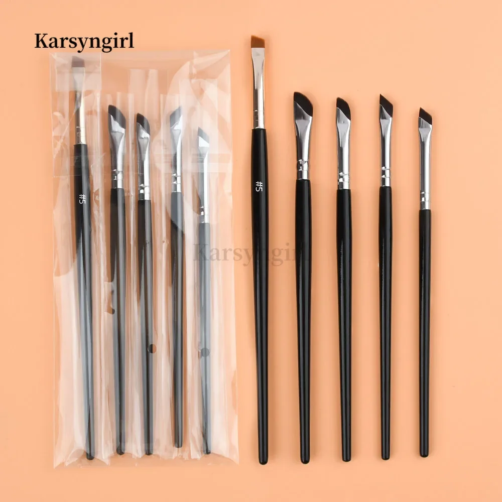 Karsyngirl-Pinceau pour les yeux, lame de mise à niveau, ultra fin, angle plat, pour les yeux, pour le maquillage, 5 pièces