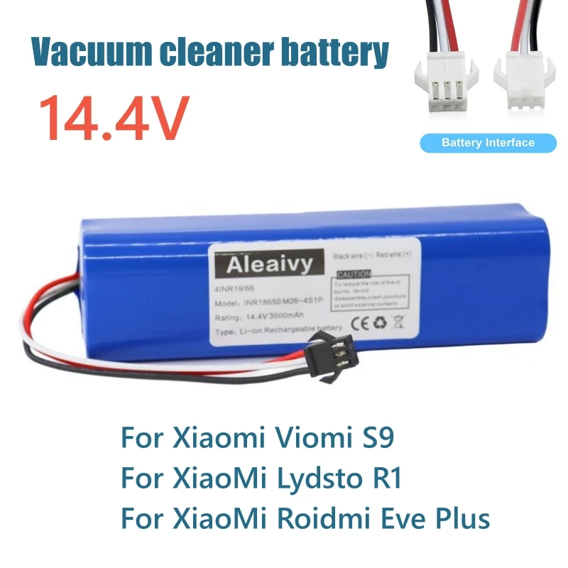 14.4V 5200mAh Li ion Battery Rechargeable Battery Pack for Xiaomi Viomi S9 ROIDMI EVE PLUS Robotic Vacuum Cleaner Accessories