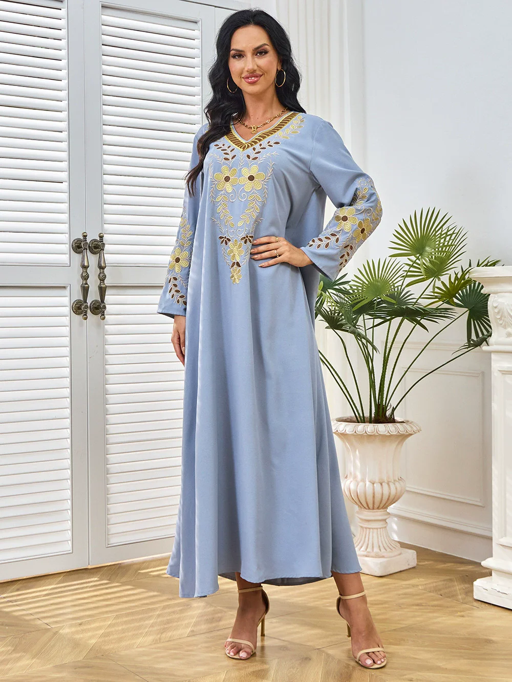 Moyen-Orient dubaï mode été nouvelle mode de luxe musulmane robe brodée robe de soirée pour femmes saoudiennes
