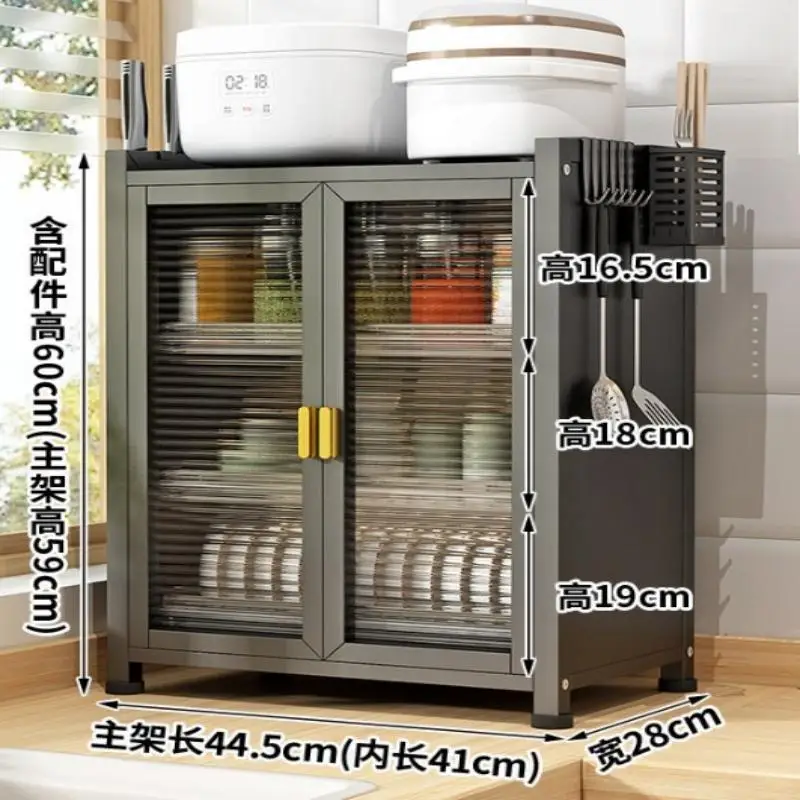 

3-Tier Kitchen Countertop Cabinet Dustproof Kitchen Storage Cabinet W/Dual Door Kitchen Organizer with Chopstick Baskets