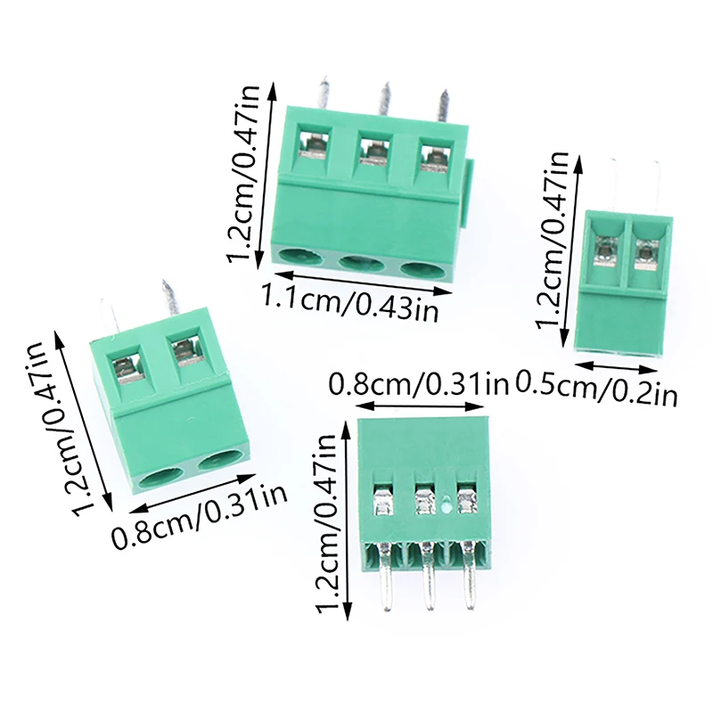 Novo 10 peças kf128 2 pinos 3 pinos 2.54/3.81/5.08mm espaçamento bloco terminal tipo parafuso de emenda pcb parafuso terminal descartável