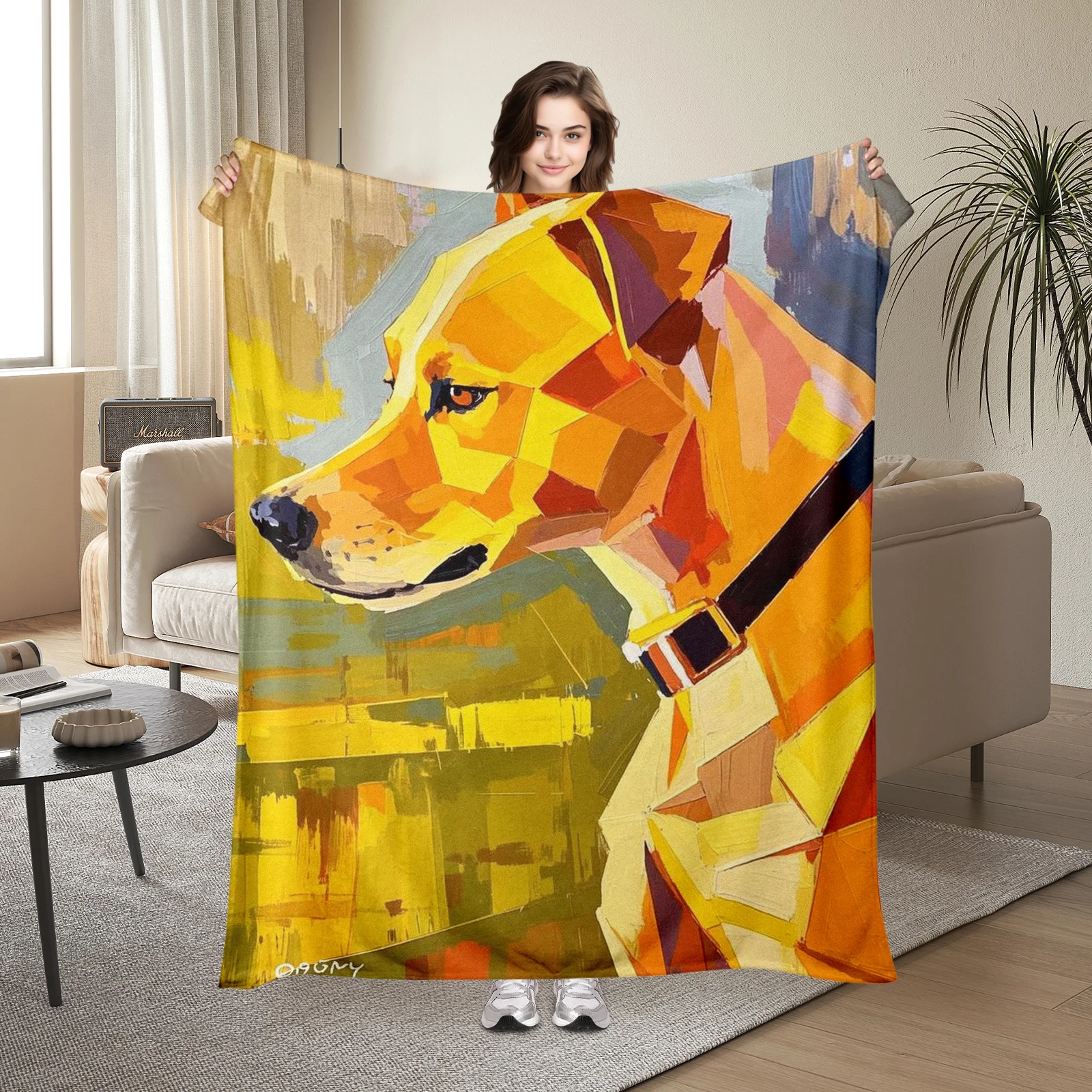 Colorful Geometric Dog Gifts For Family Artistic Blanket Brings Home Decor To Life With Lively Patterns