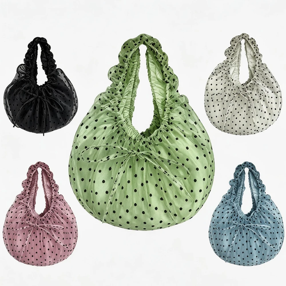 

Polka Dot Stripe Pleated Crossbody Shoulder Bag,Korean Sweet Cute Women Sling Bag,Casual Commuter Purse,Lightweight Handbag