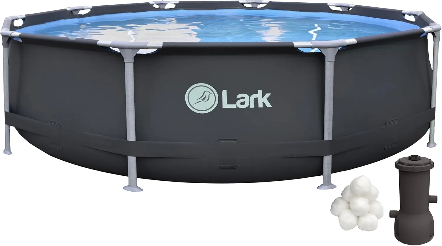 Lark Rustproof 10' ft. x 30" inch Fiberglass Frame Backyard above Ground Swimming Pool with 530-Gallon Filtration Pump