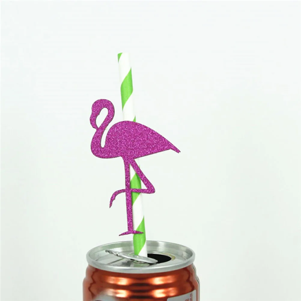 

24Pcs Hawaiian Party Straws Flamingo Pineapple Coconut Tree Printed Paper Drinking Straws for Luau Bbq Decorative Table Use