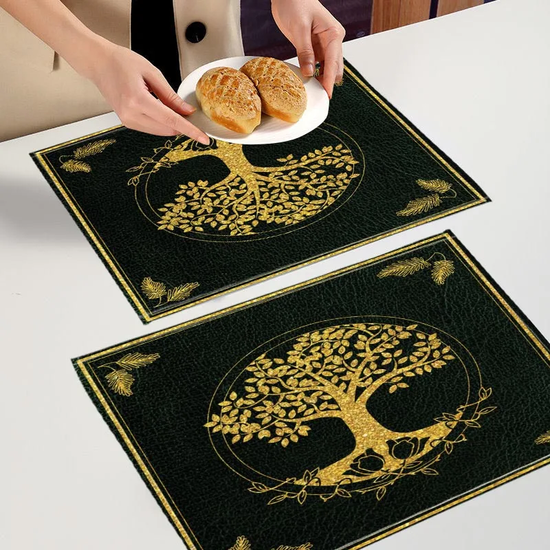 Tree Of Life With Hands Placemat Custom Cotton Linen Dining Table Mats Bohemian Coaster Pad Bowl Cup Mat Home Decor 6.20WJY