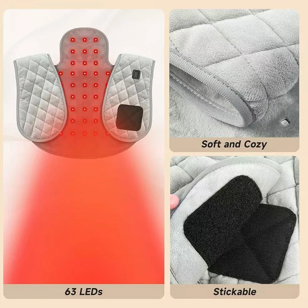 Shoulder Back Heating Pad RedLight Therapy for Body Wearable Near Infrared Shawl Therapy Belt Neck Warmer Adjustable Temperature view 6