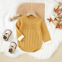 Infant Bodysuits Spring Autumn Long Sleeve Knit Newborn Boys Girls Onesie Tops One Pieces Toddler Unisex Jumpsuits Outfits 0-18m