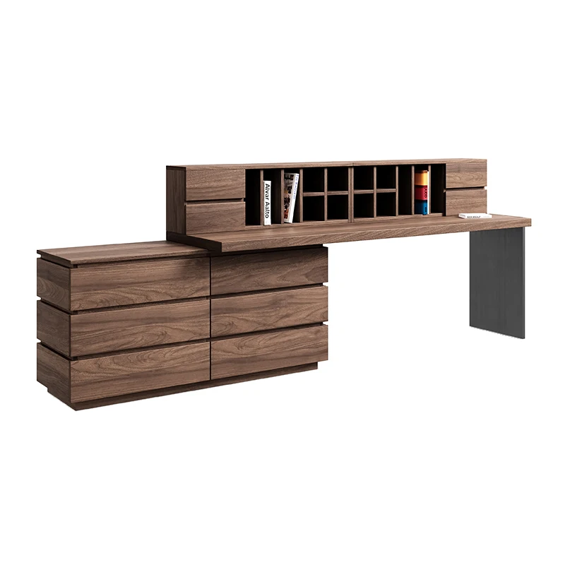 

Black walnut log dresser chest integrated bedroom desk