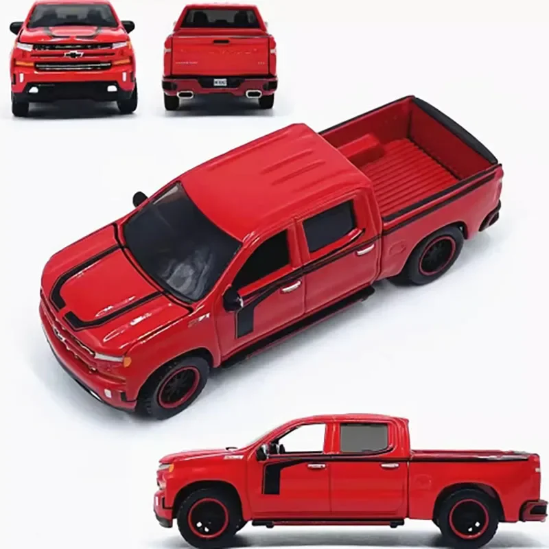 دييكاست AW 1/64 مقياس 2019 سيلفرادو LTZ Z71 شاحنة بيك اب الأحمر محاكاة سبيكة سيارة نموذج جمع عرض لعبة مزخرفة هدية