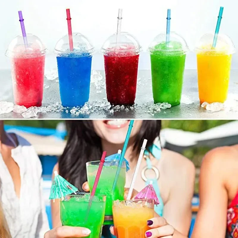 Reusable Clear Plastic Glitter Straws Extra Long Tumbler Straws for Cups with Cleaning Brush Drinking Straws for Tumbler Party