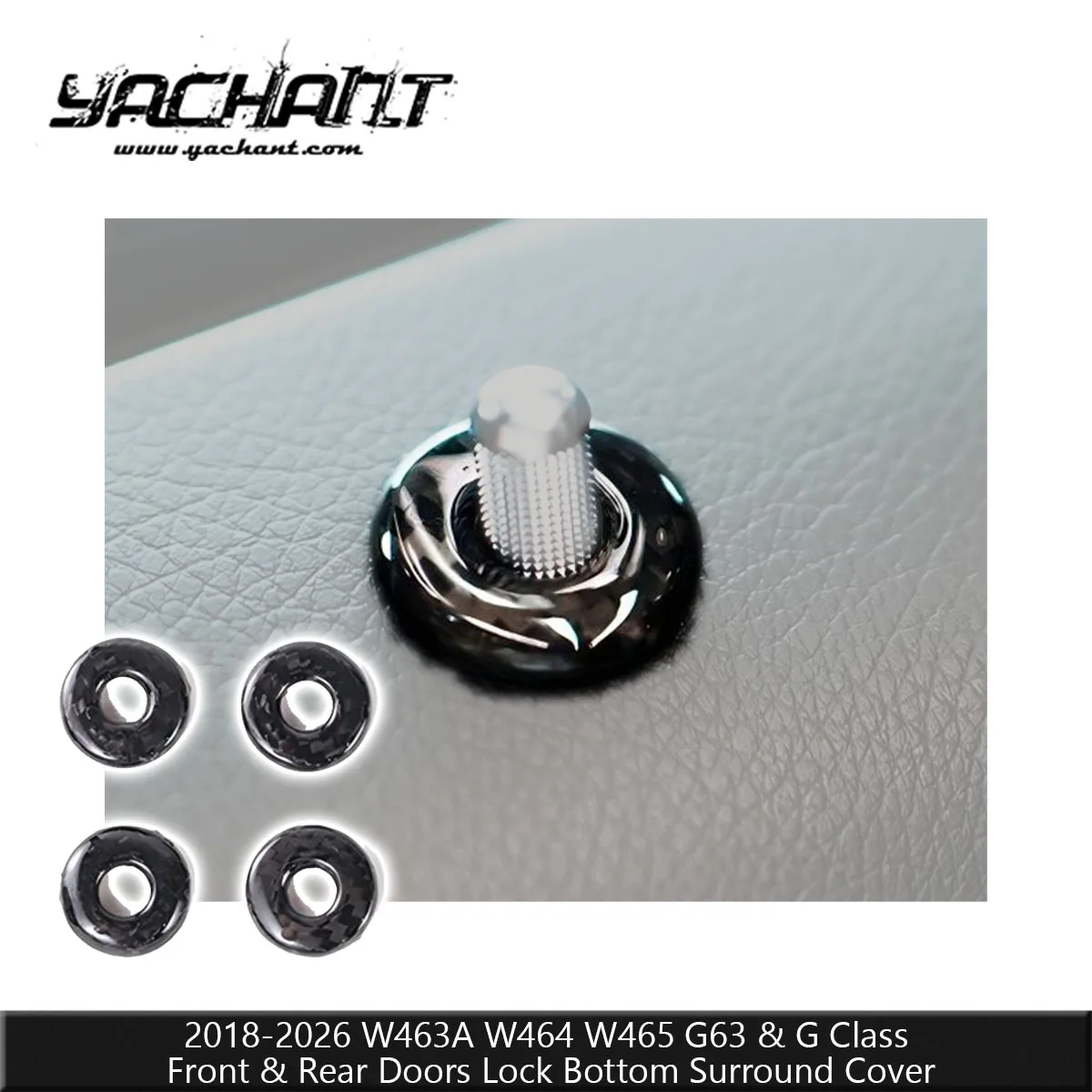 Dry Carbon Fiber Door Lock Bottom Surround Covers Fit For 2018-2026 G63 G Class W463A W464 W465 Front Rear Door Lock Trim Set
