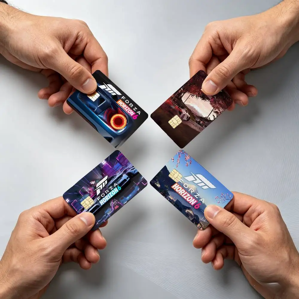 Neon Nights F-Forza H-Horizon 6  Game 4Pcs!Fade-Resistant, Wear-Resistant, Scratch-Resistant  Bank Card Sticker (Debit Card)