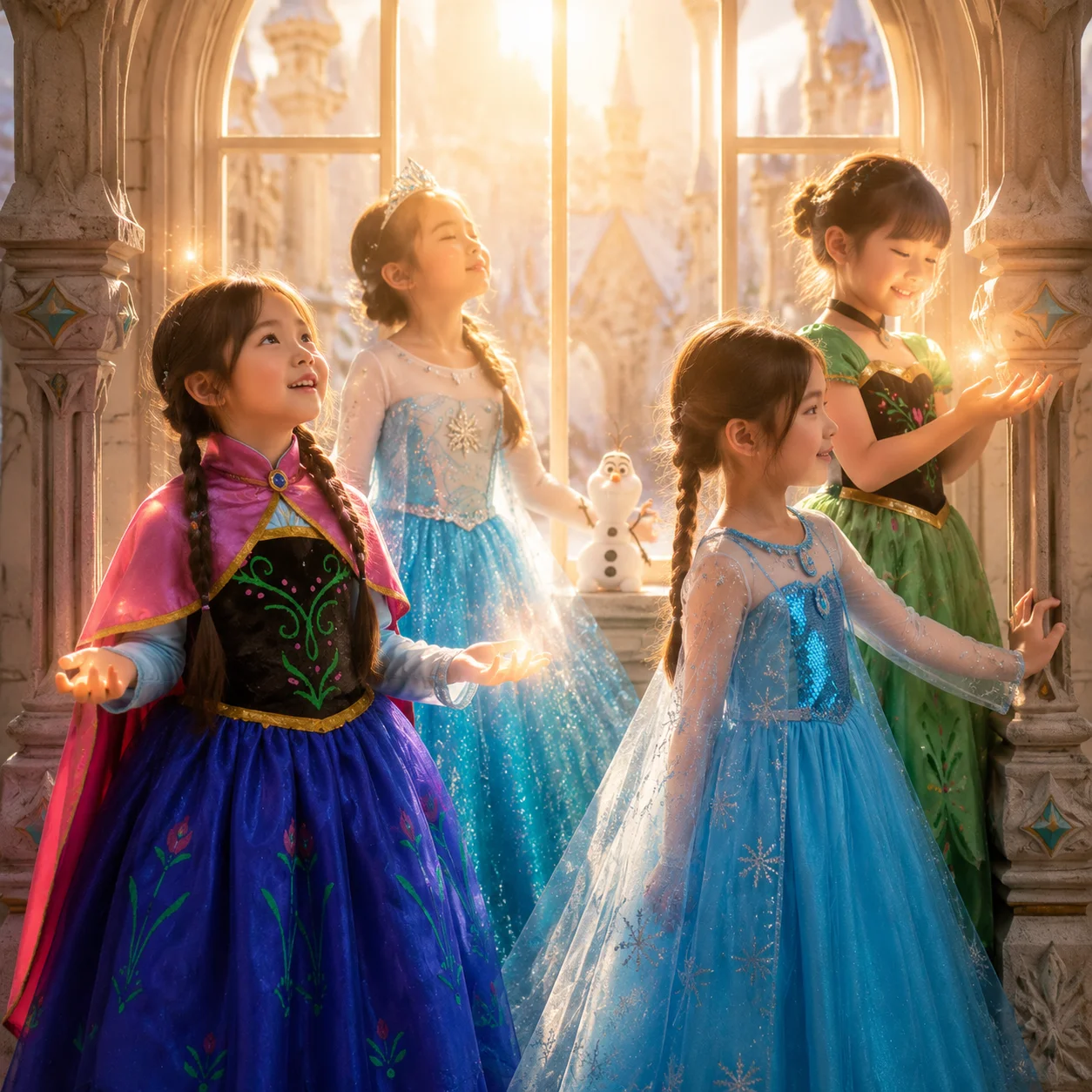 Elsa Anna Snow Queen Party Dress for Girls Birthday Halloween Christmas Carnival Cosplay Costume Kids 2-8Y