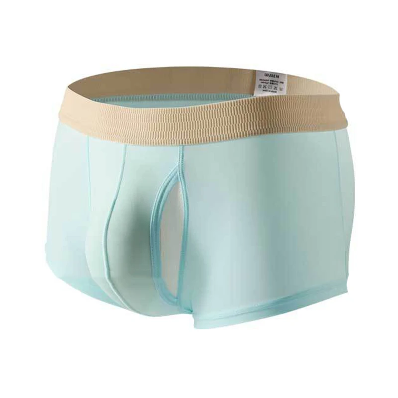 

Men's Ice Silk Boxershorts Soft Men U Convex Pouch Underwear Side Open Breathable Male Boxers Shorts Lightweight Panties