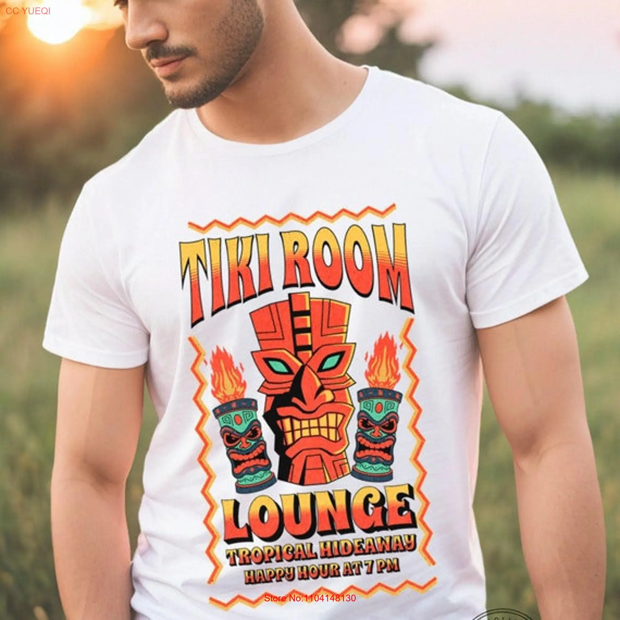 Tiki Room Lounge Tropical Hideaway Adult  Jersey T Shirt AT112 long or short sleeves