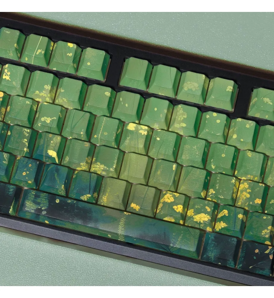 

Keycap Personalized keycap Korean Russian European small language green magnetic axis Midsummer double engraving light