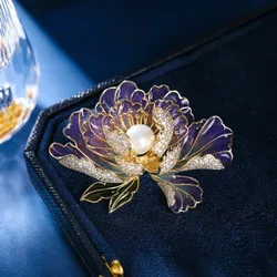 Freshwater pearl for women's brooch pin luxury woman brooches designer National style peony flower Lapel pins New year gift