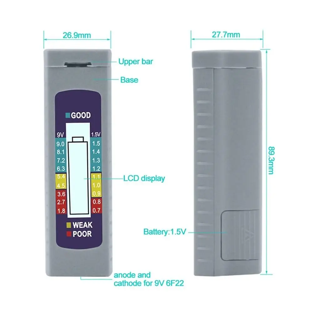 Digital Battery Tester LCD Display Battery Capacitance Diagnostic Tool Battery Tester Check AAA AA Button Cell Universal