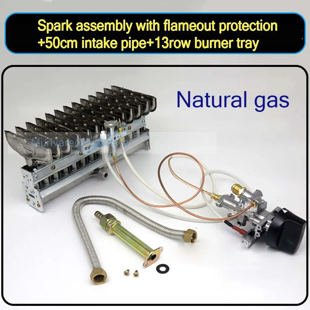 NG Natural Gas Spark Assembly Ignition Switch With Flameout Protection 13-Row Burner Tray For Stove Oven Rice Steam