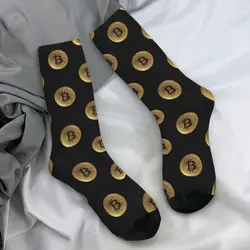 Bitcoin Crypto Stockings Women Men Gold Coin Print Socks Soft Retro Socks Spring Outdoor Anti Skid Design Socks Gift