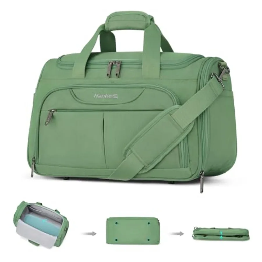 

Underseat carry-on luggage bag for travel, foldable soft lightweight personal item bag in green, ideal for airplanes and daily
