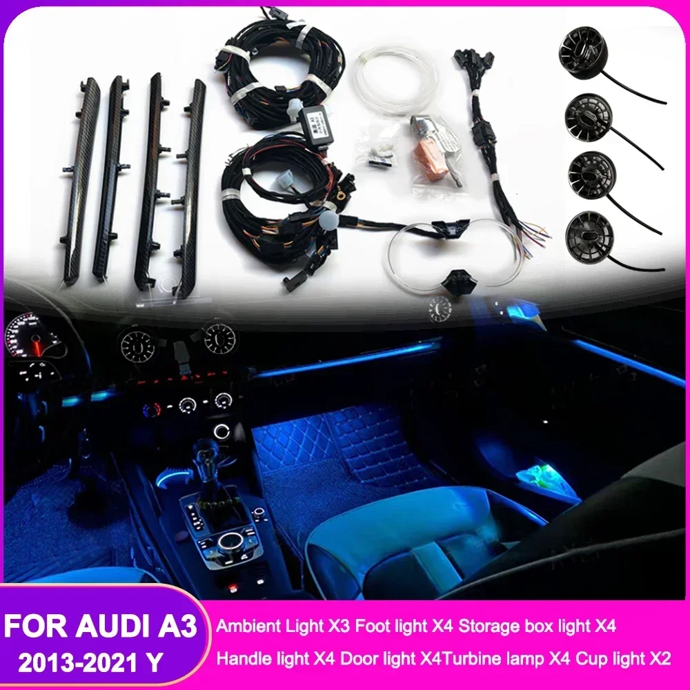 

For Audi A3 2013-21 Atmosphere Light 21/32 Color A3 8p 8v S3 Rs3 Turbine Luminous Air Outlet Car Lamps Car Accessories Interior