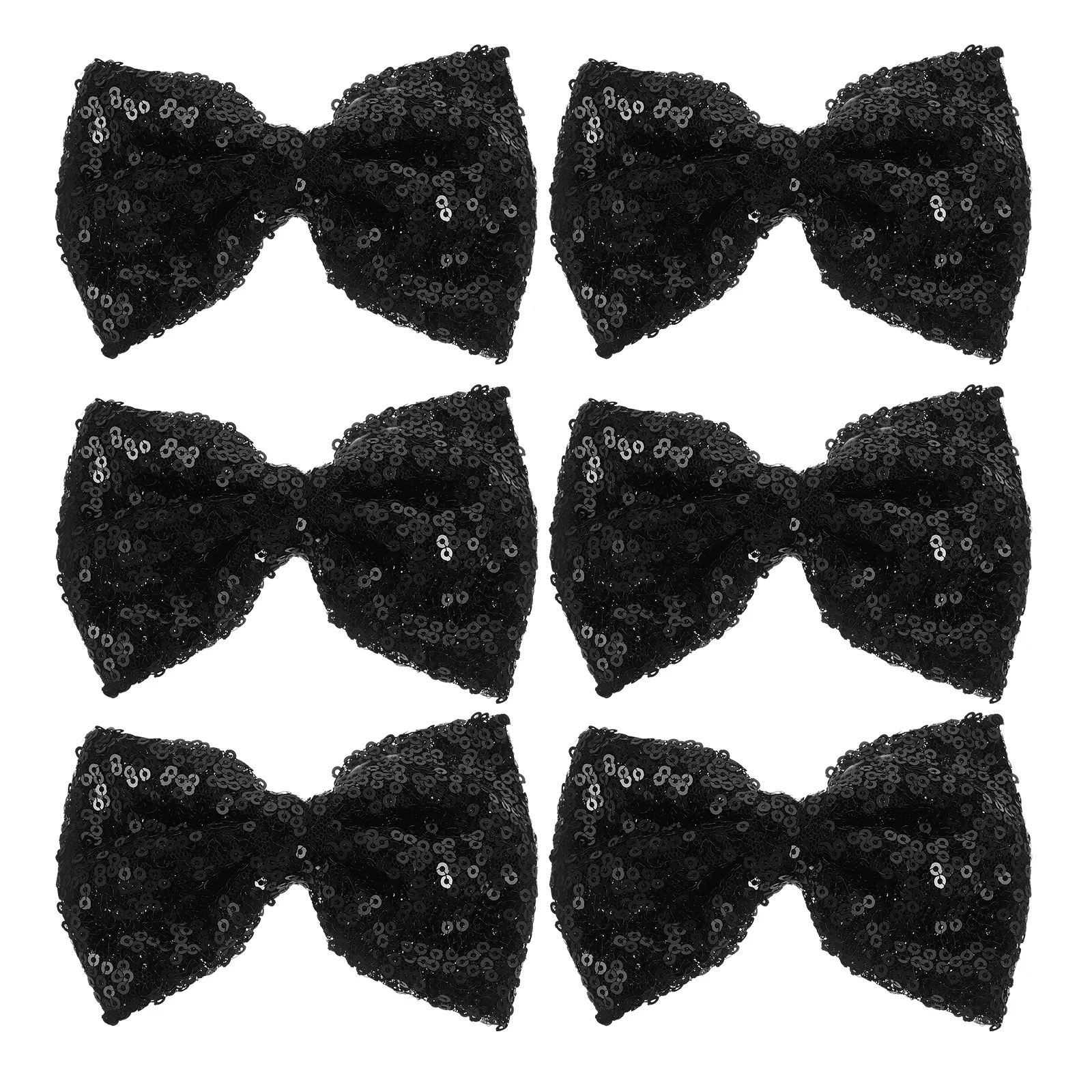 

6pcs Shiny Bow Clips Sequin Sparkle Barrettes For Large Fashion Hair Accessories Lightweight Strong Grip Party Prom Daily