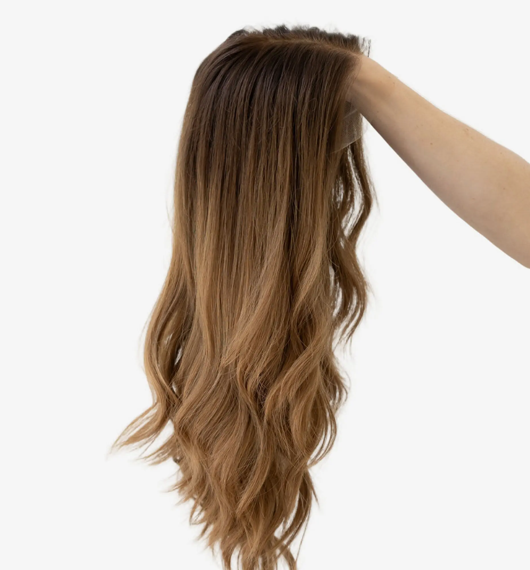 22 Inches Ombre Honey Brown 13x4 Synthetic HD Lace Frontal Wigs Party Drag Queen Lady Wigs Natural Body Wave Wig Daily Party Use