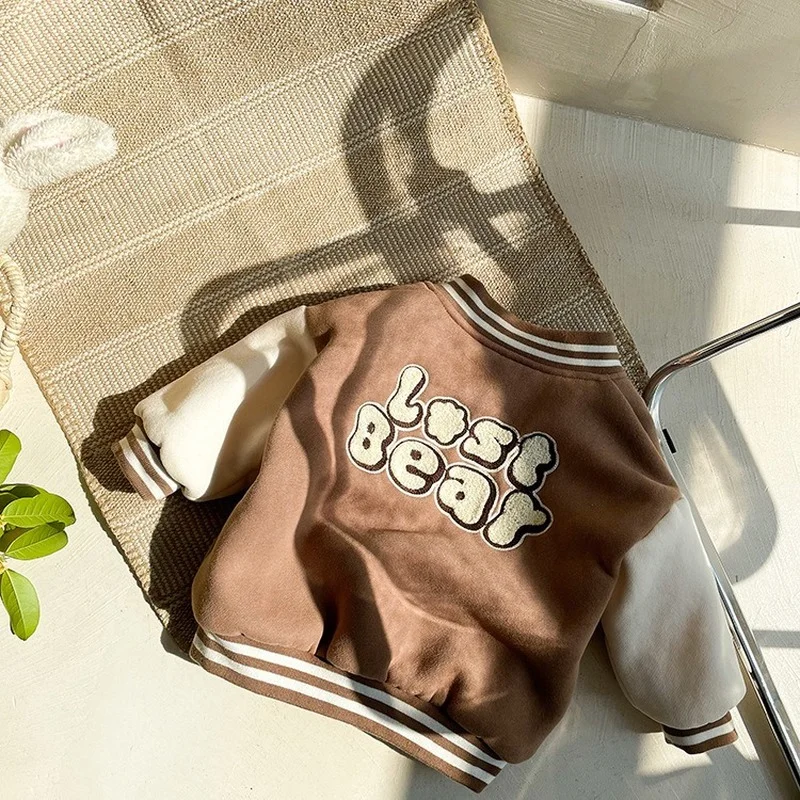 2024 Winter Baby Boys Girls Padded Coat Cotton Long Sleeve Bear Infant Jacket Thick Warm Toddler Coat Kids Autumn Spring