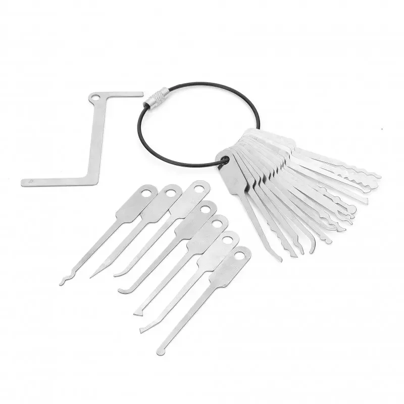 22 in 1 Lock Pick Set Stainless Steel Emergency Door Opener Tool Kit with Tension Wrench Home Car Universal Wrench Suitable Tool