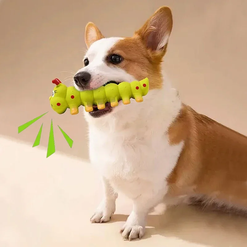 Dog Chew Toy Latex Caterpillar Shape Pet Squeaky Toys For Small Medium Large Dogs Interactive Sounding Puppy Toy Pet Supplies