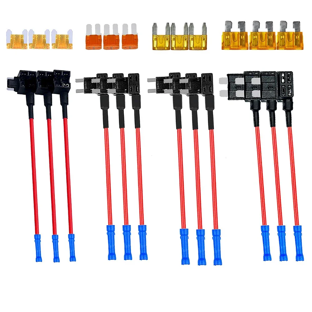 24pcs 4 types of 12V additional circuit adapters and fuse kits - tap car fuse holder with MICRO2 Mini ATC ATS thin tap adapter