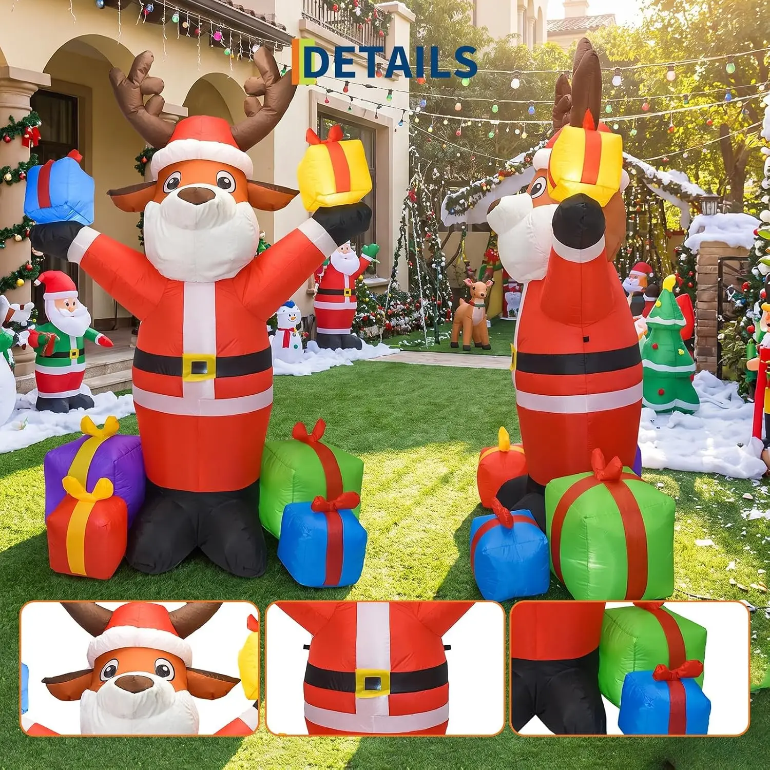 210CM Christmas Decoration Inflatable Reindeer Built-in LED Lights For Party