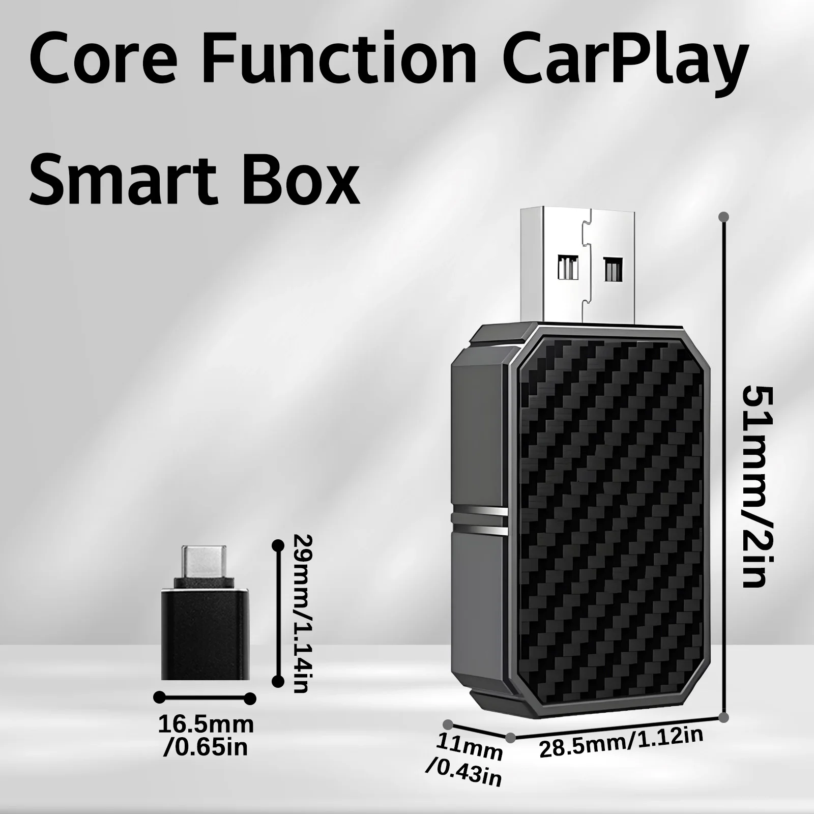 Wired to wireless CarPlay mini adapter, equipped with USB/Type-C interface, compatible with cars that support CarPlay