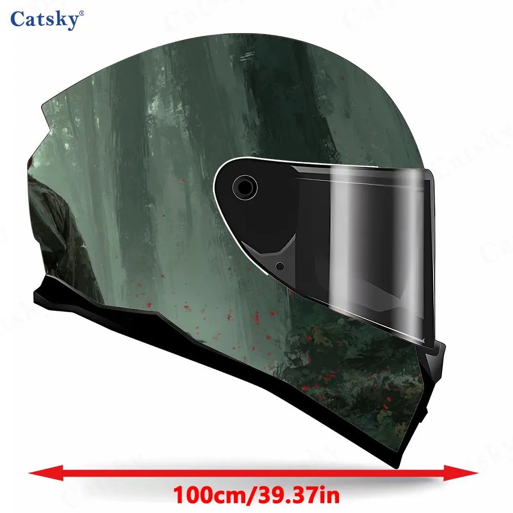Ancient-style Bamboo-forest Swordsman Print Helmet stickers , PVC Material Multifunctional Helmet Stickers, Scratch-Resistant &