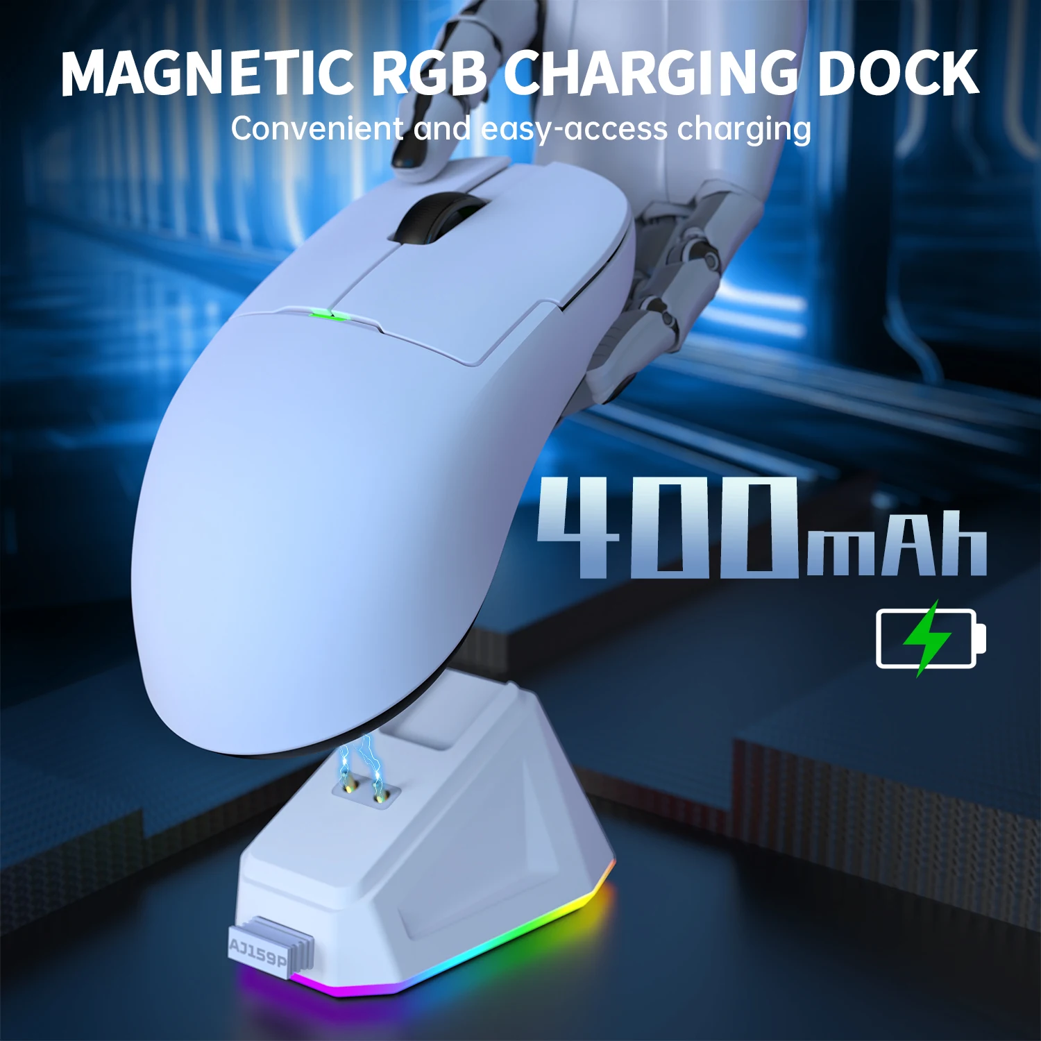 Imagem -04 - Mouse para Jogos Tri-mode Attack Shark x Ajazz Aj159p com Doca de Carregamento Magnética Sensor Paw3395 26000 Dpi Ultraleve 56g 1000hz