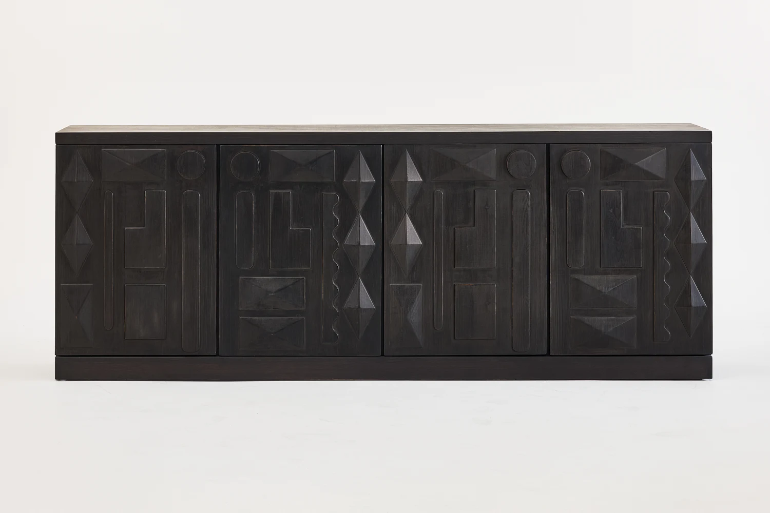 European-style dark brown vintage minimalist cabinet with embossed abstract texture, suitable for living room use