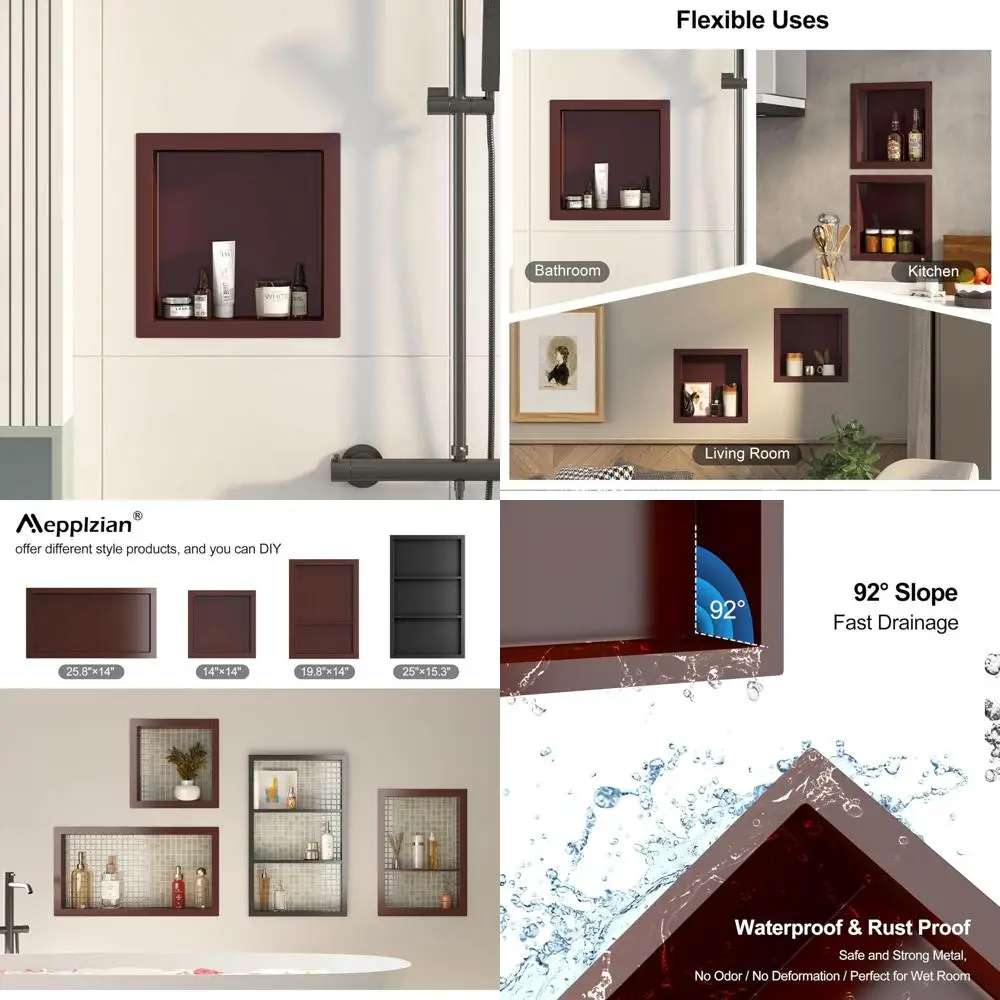 

12x12 Встраиваемый аптечный шкаф для ванной комнаты, коричневый настенный аксессуар для душа, накладной шкаф для хранения, компактная стенка C