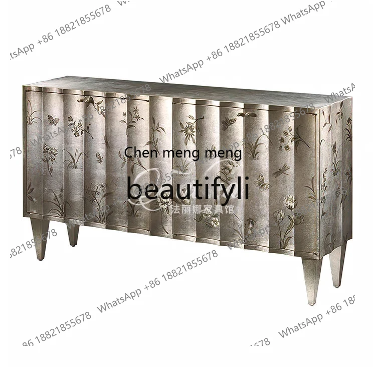 

American light luxury door cabinet French retro gold foil old solid wood light luxury decorative cabinet H