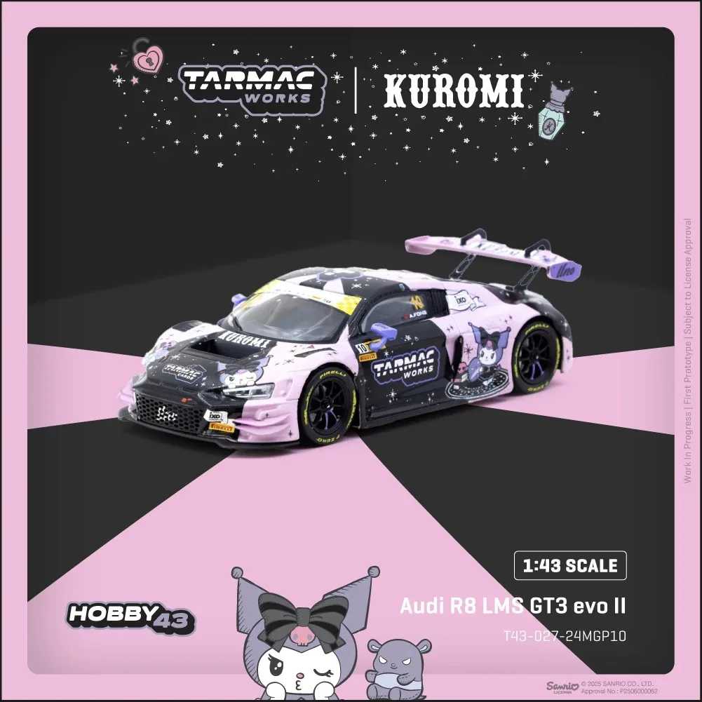 

PreSale TW 1:43 Sanrio Kuromi Audi R8 LMS GT3 Evo II Macau GT Cup 2024 Diecast Car Model Collection Toys Tarmac Works