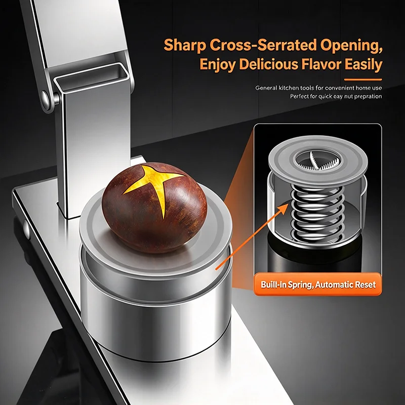 BOLTIFY Chestnut Cutter Durable Stainless Steel Household Nut Cracking Tool for Nuts Removal