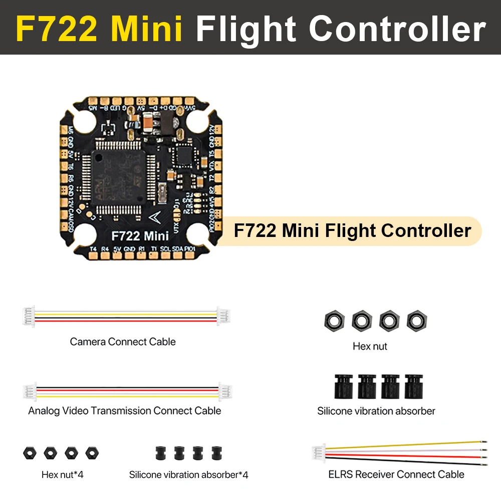 F722 mini Flight Stack F722 Mini Flight Control 60A ESC 3-8S Lipo 20x20mm ICM42688 Gyro voor afstandsbediening FPV Racing Drone