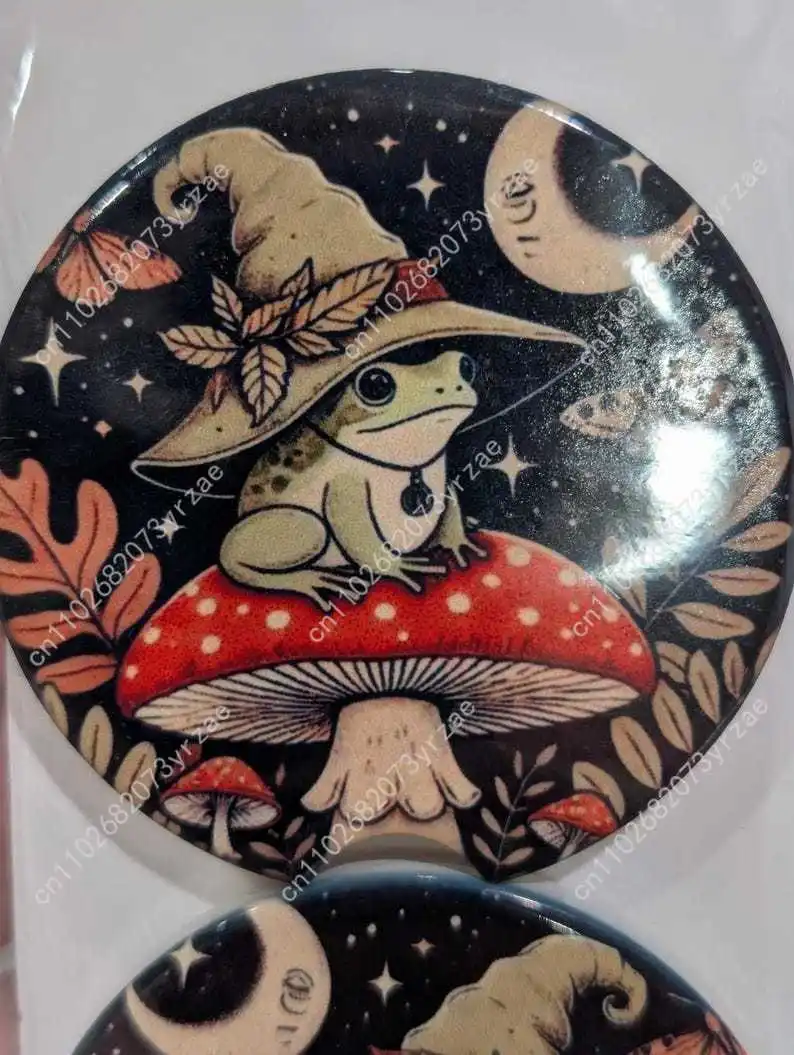 

Witchy Mushroom Frog Car Coasters 2pcs Absorbent Anti Slip Car Coasters Scalding Waterproof Easy Clean Car Interior Accessories