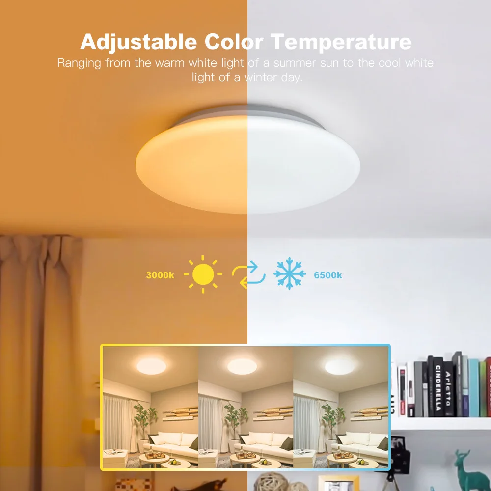 LED Smart WiFi Ceiling Light RGB Backlight 28W Compatible with Alexa Google Home Dimmable Music Sync for Living Room Bedroom