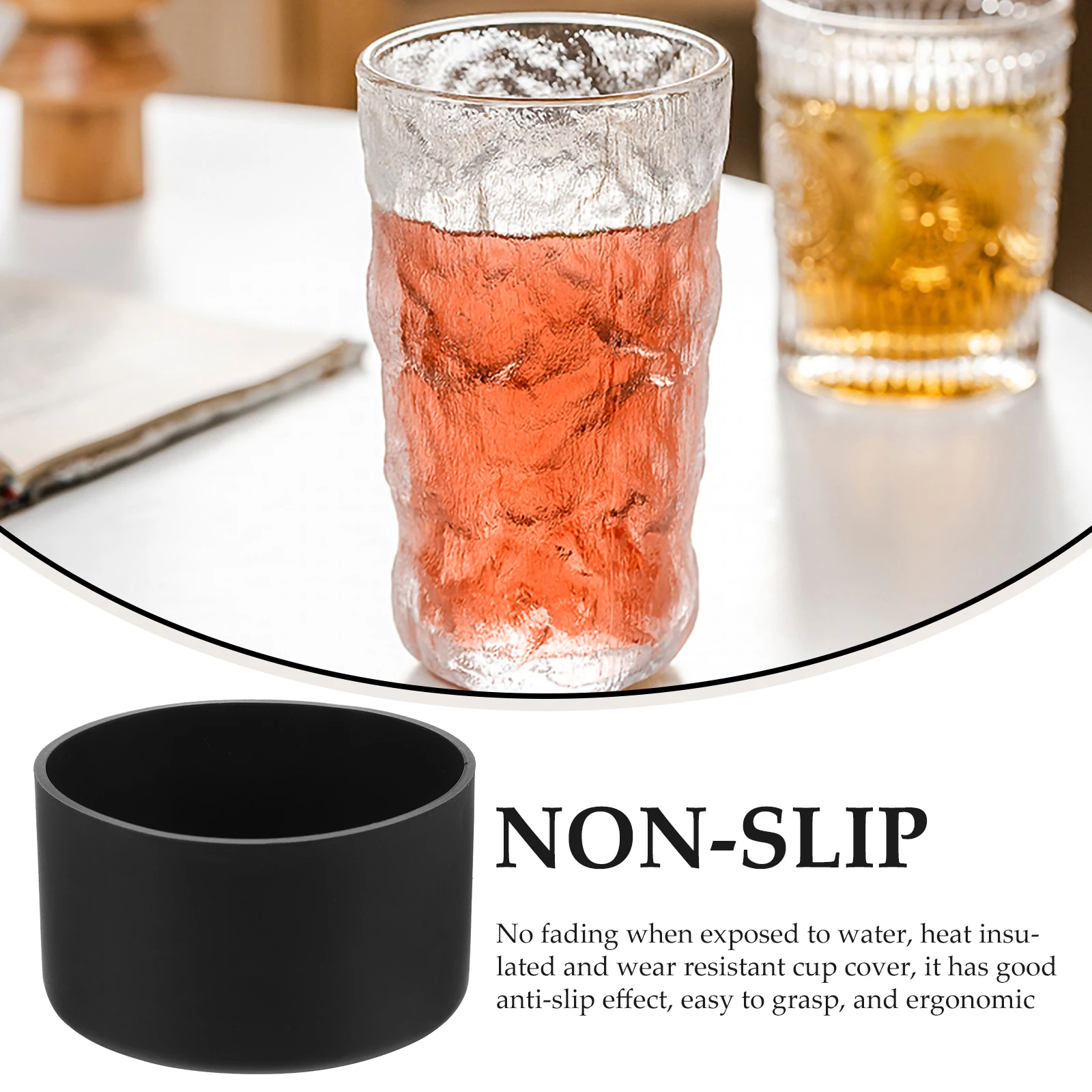 

2pcs Anti- Cover Silicone Healthy Material Safe Use 75mm Diameter Durable Wear-resistant Heat Insulation Water Bottle